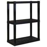 Hyper Tough 3-Tier Shelving Unit, W30 x D14 x H39" Multipurpose Garage Plastic Shelf Organizer, Black