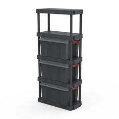 Hyper Tough Plastic 5-Tier Storage Shelf Unit 68.8"H x 30"W x 13.88"D, 350lb Total Capacity, Black
