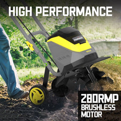 PowerSmart 40V 12-inch Cordless Garden Tiller/Cultivator, 23.4 x 14 x 12.8 inches