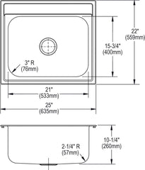 Elkay Dayton Stainless Steel 25" x 22" x 10-1/4", Single Bowl Drop-in Sink