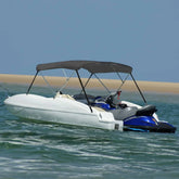 Anself 3 Bow Bimini Top Boat Cover with Adjustable Straps Fabric Outdoor Boat Canopy Aluminium Frame 72 x 63 x 53.9 Inches (L x W x H)