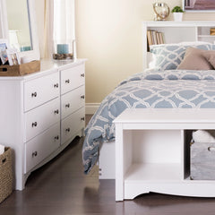 Prepac Monterey 6 Drawer Wooden Double Dresser, 16" x 59" x 29", White