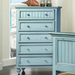 Sea Winds Monaco 5 Drawers Chest Drawer Wood Blue, 50"H x 52"W x 18"D, 65 lbs