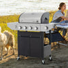 Witaxima 4-Burner Propane Gas Grill with Side Burner, 46,500 BTU Stainless Steel Outdoor BBQ Grill, Black and Silver, 47.2" x 17.9" x 45.28"