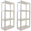 Hyper Tough Plastic Storage Shelves 4-Tier 56" H x 30" W x 14" D 2-Pack White 400 lbs Total Capacity