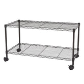 Zimtown 2-Tier Adjustable Rolling Cart, 35"W x 17.7"D x 19"H Garage Shelving Unit Storage Rack, Black