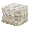 Saro Lifestyle PU663.W 20 x 20 x 14 in. Abstract Design Mudcloth Pouf, White