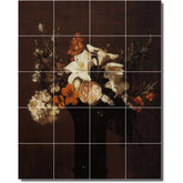 Ceramic Tile Mural-Henri Fantin-Latour Flowers Shower Tile Mural 7. 17" w x 21.25" h using (20) 4.25 x 4.25 ceramic tiles