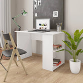moobody Computer Desk with Storage Shelves Engineered Wood Writing Desk Gaming Table White Home Office Furniture 43.3 x 23.6 x 28.7 Inches (W x D x H)