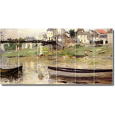 Ceramic Tile Mural-Berthe Morisot Waterfront Painting 102. 25.5" w x 12.75" h using (18) 4.25 x 4.25 ceramic tiles