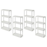 Gracious Living 4 Shelf Fixed Height Solid Light Duty Resin Storage Unit 24 x 12 x 48", White (4 Pack)