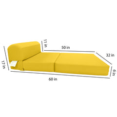 Yellow Sleeper Chair Folding Foam Beds, Portable Studio Sofa Guest Bed, 6 x 32 x 70