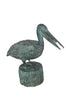 Nifao Pelican on a Tree Stump fountain bronze statue - Size: 30"L x 16"W x 46"H.