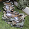 Alpine Corporation 59" x 16" x 20" Polystone Light-Up Cascading Floor Pump Fountain, Brown