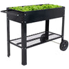 Sunnydaze 43.5" x 20.75" x 31.75" Blue Galvanized Steel Raised Garden Bed Cart with Wheels