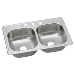 Elkay Dayton Stainless Steel 33" x 22" x 8-1/16", Equal Double Bowl Drop-in Sink