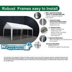 King Canopy Expandable Canopy 12' x 20' / 20' x 20', Steel Frame, 8-Leg, White