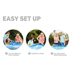 Open Box Intex 14.75ft x 7.3ft x 33In Rectangular Frame Above Ground Pool