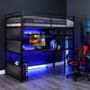 X Rocker Gaming Bunk Bed, Metal, Shelves, Twin, Black