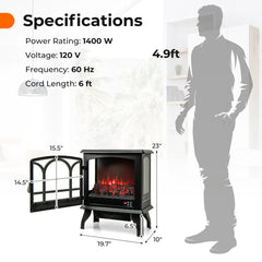 Costway 20'' x 23'' Freestanding 1400W Electric Indoor Fireplace