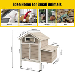 PETSCOSSET Chicken Coop, Chicken Hutch with Nesting Box, Pull Out Tray, Ramp, 32"L x 23.6"W x 36.6"H