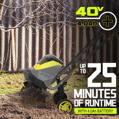 PowerSmart 40V 12-inch Cordless Garden Tiller/Cultivator, 23.4 x 14 x 12.8 inches