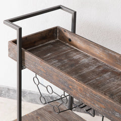 FirsTime & Co. Brown Factory Row Bar Cart, Industrial, Metal, 29.75 x 14.25 x 29.75 in