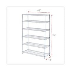 Alera NSF Certified 6-Shelf Wire Shelving Kit, 48w x 18d x 72h, Silver