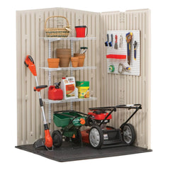 Rubbermaid Outdoor Medium Vertical Storage Shed, Resin, Beige, 72" H x 53.2" W x 57" L