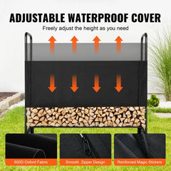 BENTISM 4.3ft Outdoor Firewood Rack with Cover Firewood Holder 52" x 14.2" x 46.1"