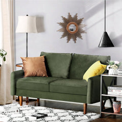 56.3'' Velvet Round Arm Loveseat, Couch with Solid Wood Frame, for Guest Room, Teenager's Room, and Small Apartment,33.1'' H x 56.3'' W x 31.1'' D