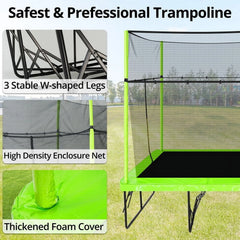 Voqoomkl Rectangle Trampoline with Basketball Hoop for Kids and Adults, Green, 204.00" x 120.00" x 141.00"