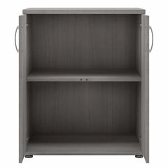 Bush Business Furniture Universal Laundry Room Cabinet 28W x 25D x 34H Engineered Wood 2 Shelf Garage Cabinet with Brushed Nickel Platinum, Gray