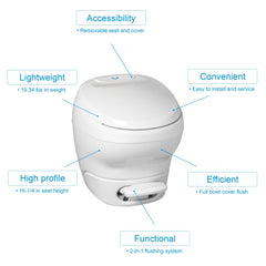 Thetford Aqua-Magic Bravura RV Toilet, High, White, 31084 - 17.87" x 20.18" x 16.56"