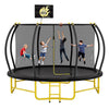 JAMPOOCA Pumpkin Trampoline with Enclosure for Kids and Adults, Black/Yellow, 63.78" x 17.72" x 8.66"