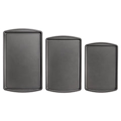 Mainstays 3PC Nonstick Cookie Set, 11.2" x 17.2", 10.2" x 15.2", 9.2" x 13.2", Gray