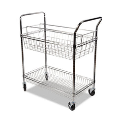 Alera ALEMC3518SR Carry-All 34.88 in. x 18 in. x 39.5 in. Basket/Shelf Mail Cart - Silver