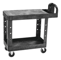 Rubbermaid Commercial Flat Shelf Utility Cart, Two-Shelf, 19.19w x 37.88d x 33.33h, Black -RCP450500BK