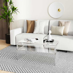 Ageszoe Coffee Table with Storage Shelf,Acrylic Modern Clear End Table,Kid's Table for Livingroom, 32"L x 16"W x 16"H"