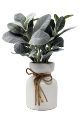 Mainstays Artificial Lamb's Ear in White Ceramic Pot (11.5"H x 7"W x 7"D)