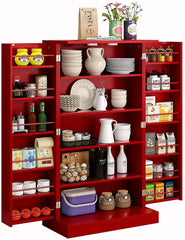 HOMEFORT 41" Kitchen Pantry, Farmhouse Pantry Cabinet, Storage Cabinet with Doors and Adjustable Shelves 41" H x 23.2" W x 12" D (White)