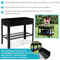 Sunnydaze 35.75" x 16" x 31.75" Black Galvanized Steel Raised Garden Bed, Set of 2