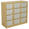 Childcraft Mobile Cubby Unit, 12 Translucent Tubs, 38-1/8 x 16 x 36 Inches