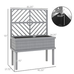 GHooa Raised Garden Bed with Trellis for Climbing Plants 41.25" W x 17.75" D x 55" H-Gray