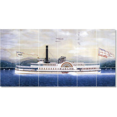 Ceramic Tile Mural-James Bard Ships Tile Mural Modern Design. 25.5" w x 12.75" h using (18) 4.25 x 4.25 ceramic tiles