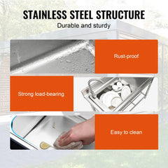 Bentism Silver Stainless Steel 39.4 x 19.1 x 37.4 inches Rectangular Single Bowl Sink