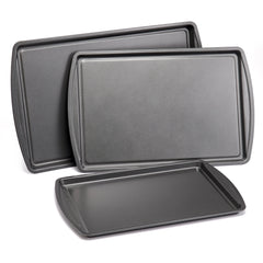 Mainstays 3PC Nonstick Cookie Set, 11.2" x 17.2", 10.2" x 15.2", 9.2" x 13.2", Gray