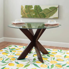 Linon Adler X Base Dining Table With Glass Espresso