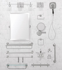 Chandler 26" x 22" Square Tilt Bathroom Mirror, Chrome