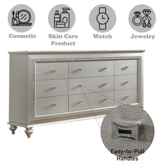 Acme Kaitlyn Dresser with 9 Storage Drawers in Champagne 66"L x 18"W x 39"H